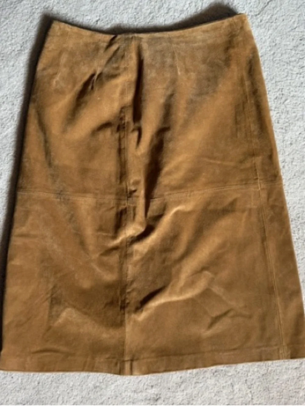 Vintage Suede Pencil Skirt in Camel Brown